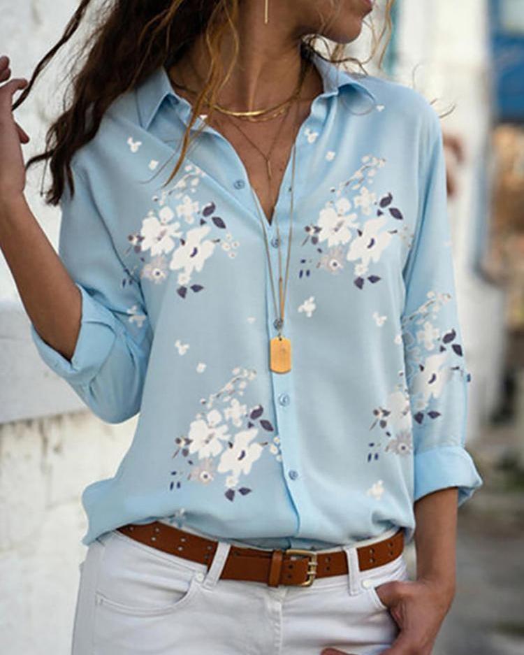 Floral Print Long Sleeve Casual Shirt