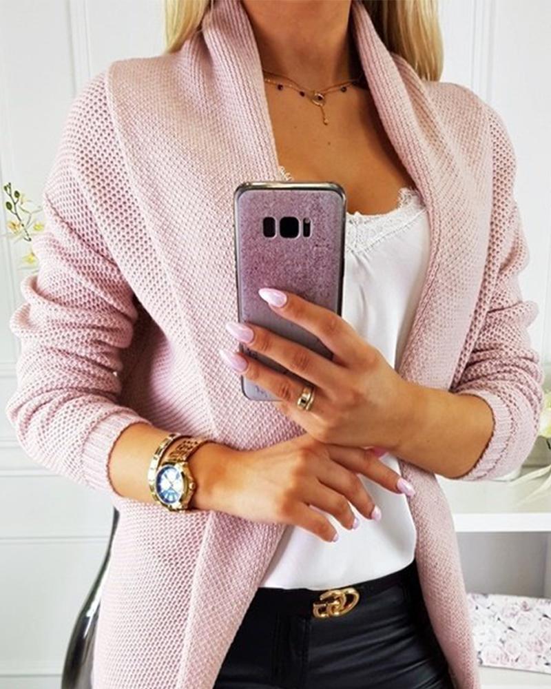 Outlet26 Casual solid Style sweater cardigan coat pink