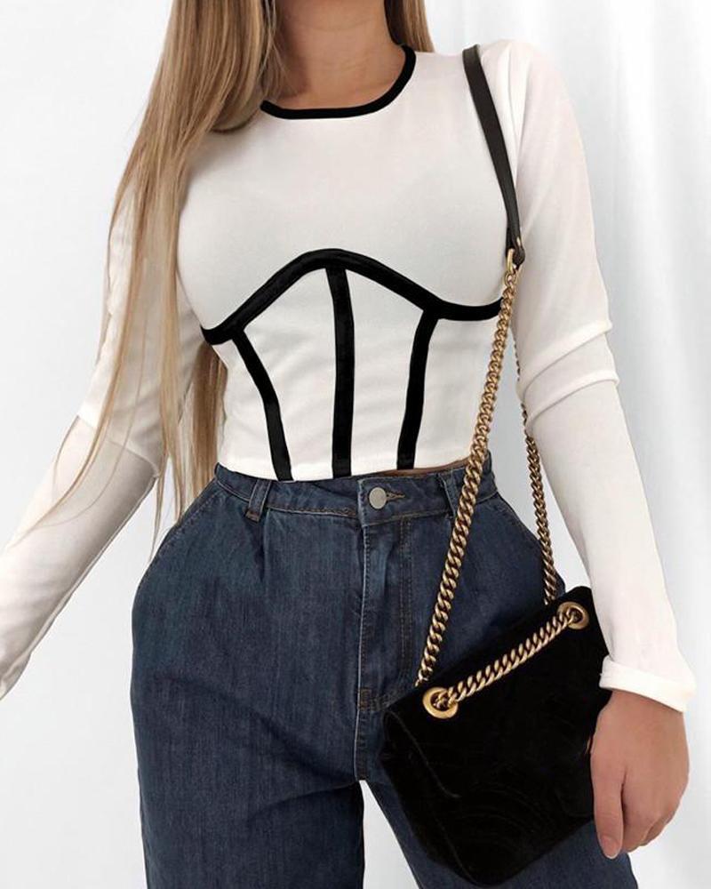 Bustier Outline Long Sleeve Top
