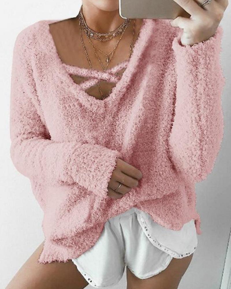 Solid Color Loose Knitting Sweater