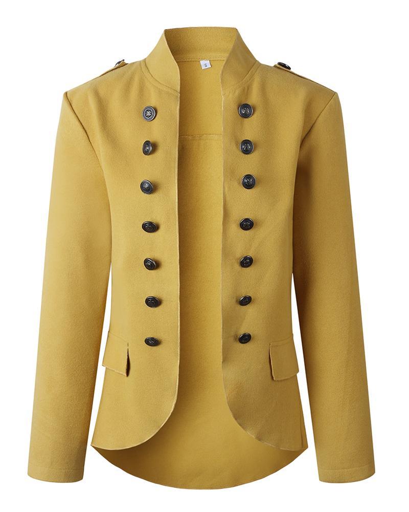 Casual Long Sleeve Button Blazer Coat