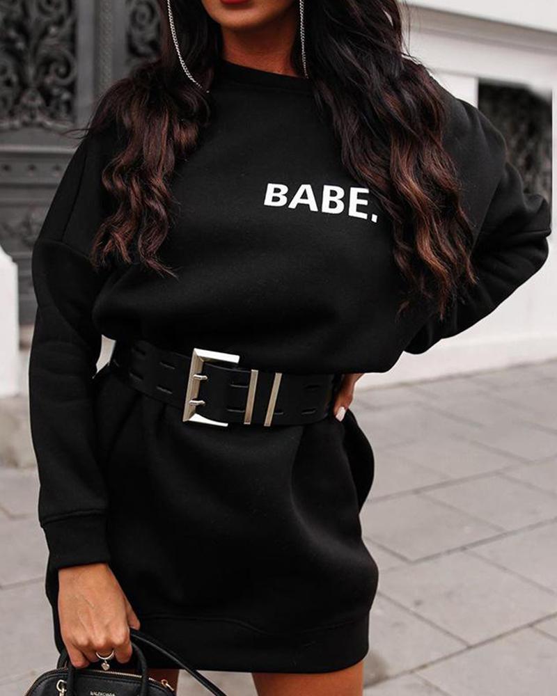Babe Letter Print Long Sweatshirt