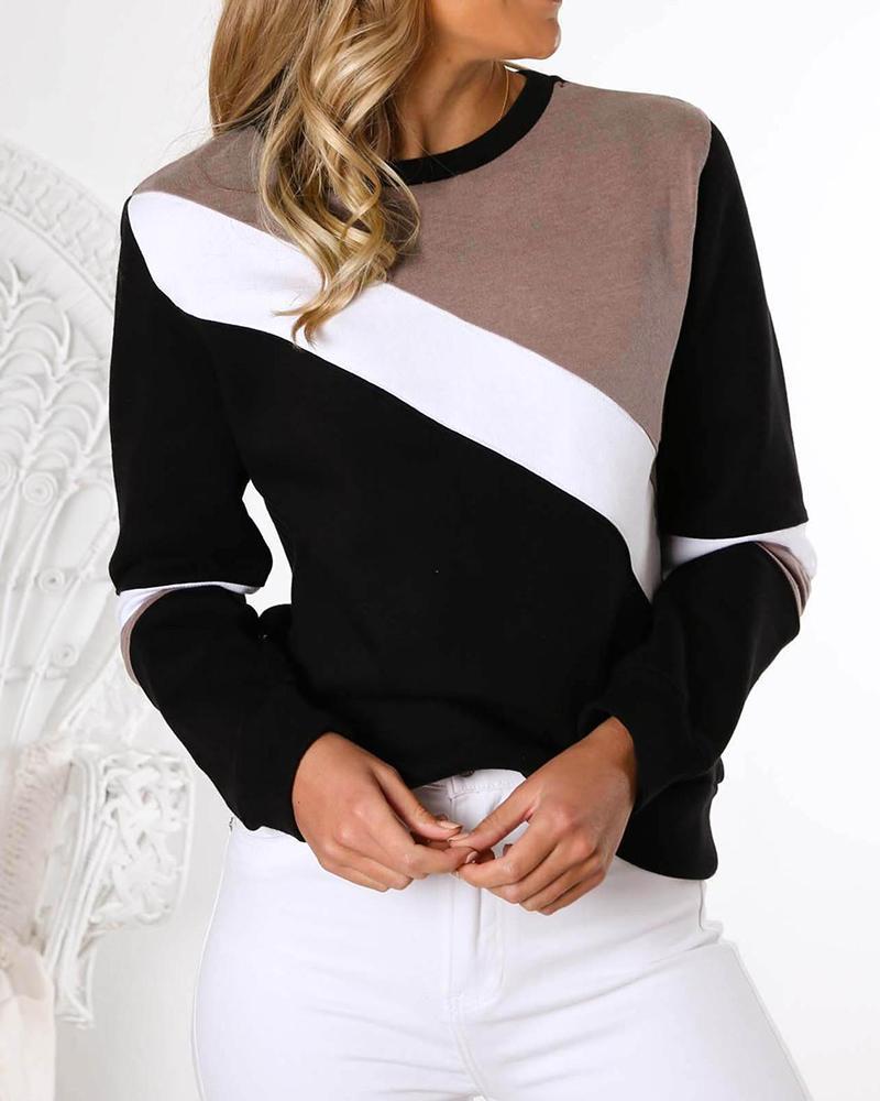 Three-Tone Long Sleeve Sweatshirt