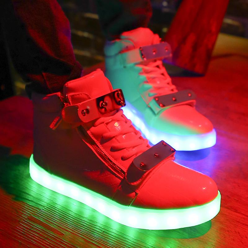 LED Light Up Shoes Boys Girls High Tops Sneakers - kids