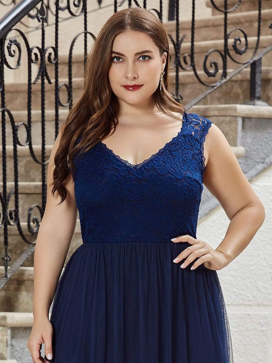 Plus Size Tulle Bridesmaid Dress With Lace Bodice