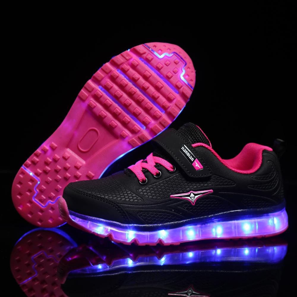 Outlet26 Fashion Luminous Sneakers Light Up Shoes - kids BlackOrange