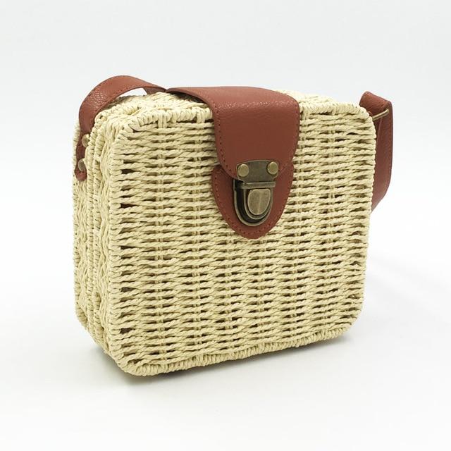 Hand-woven Candy Color Straw Bag